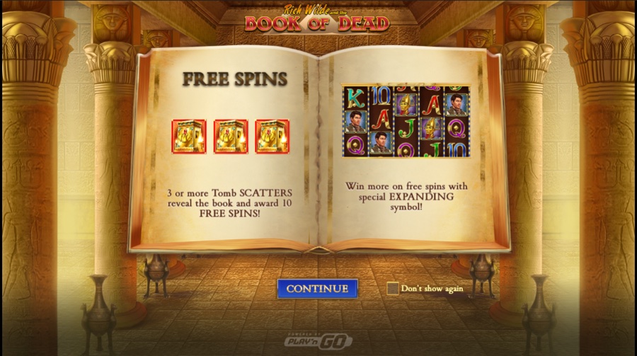 Book of Dead — the Free Spins with an Expanding Symbol feature by Play'n GO